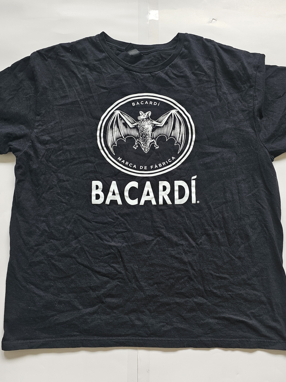 Gildan Black T-Shirt with White Bacardi Bat Logo